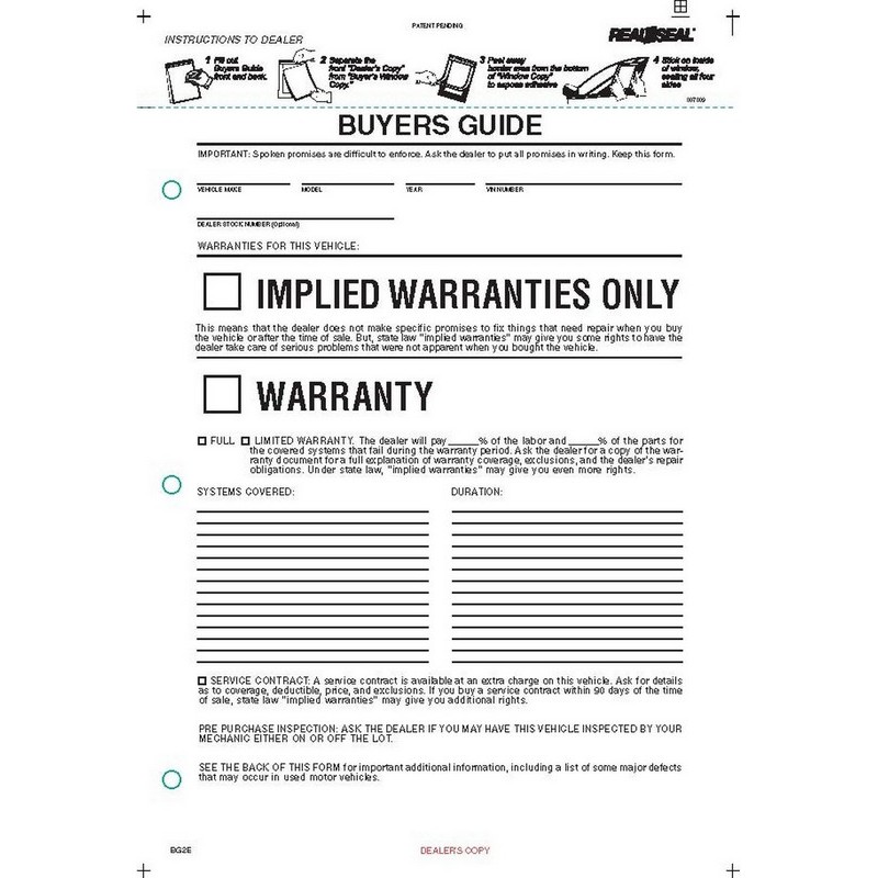 RealSeal Buyers Guide Implied Warranty Only / Warranty English (Lot