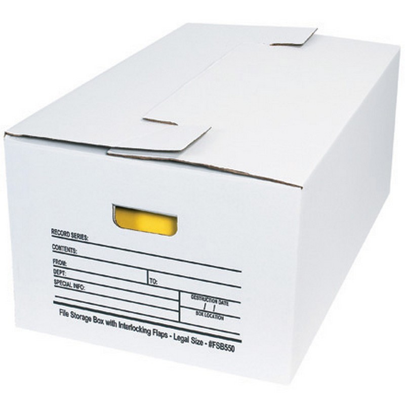 Legal Size Interlocking Flap File Storage Boxes (Box of 12)