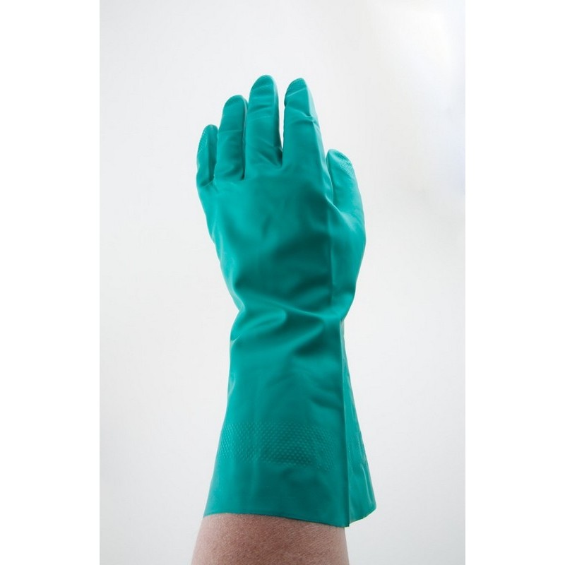 XL, 15 Mil Green Nitrile Flock Lined Gloves (Pair Packed, 12 Dozen Per