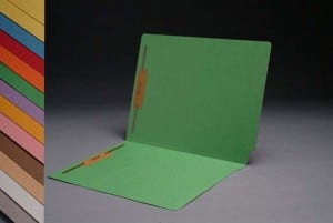 S-1502-GRN Green End Tab Folders with Fasteners