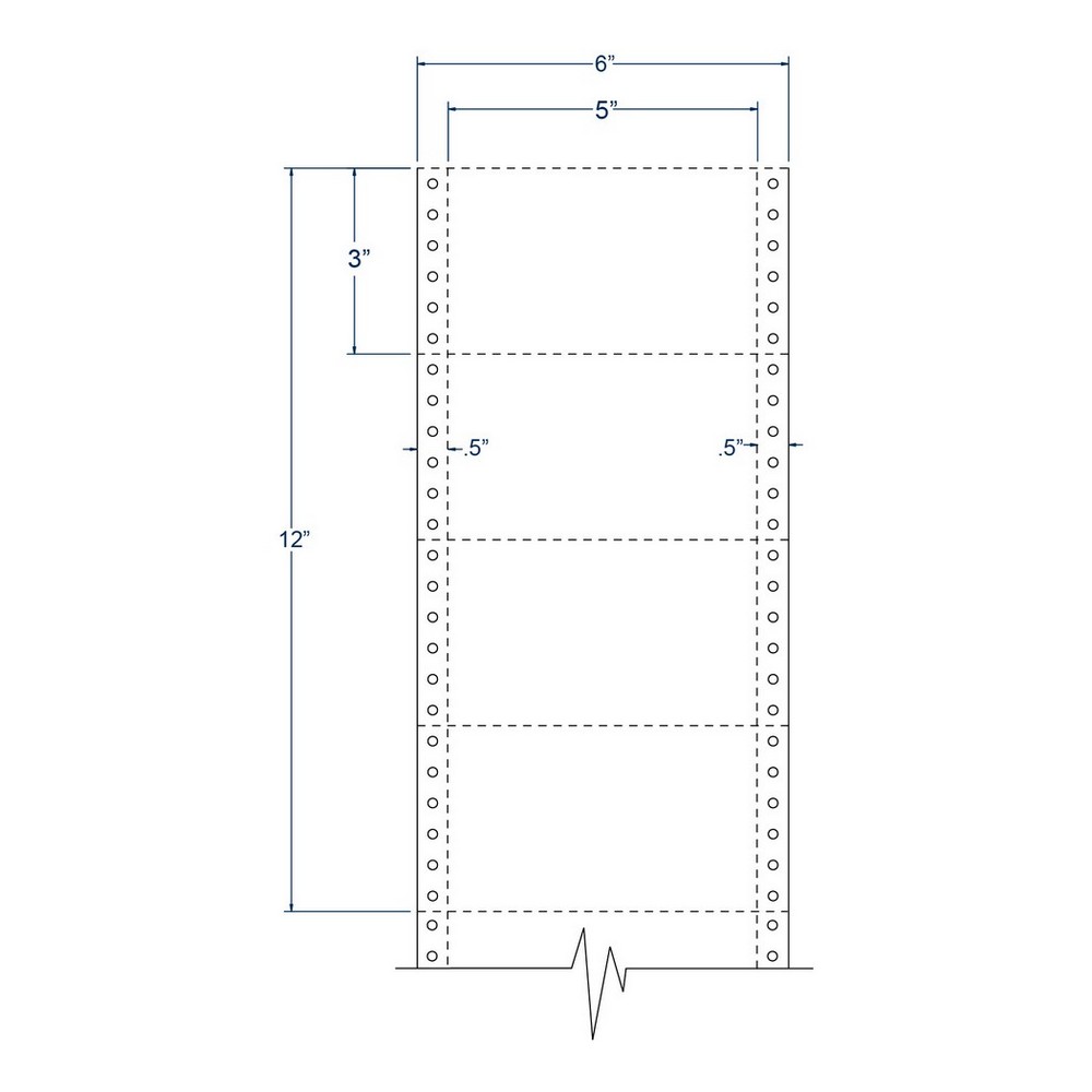 5" x 3" White pinfeed Index Cards, Perfed (4,000 Cards per Carton)
