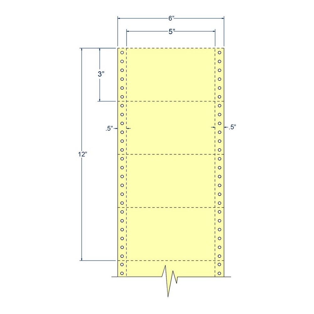 5" x 3" Canary pinfeed Index Cards, Perfed (4,000 Cards per Carton)
