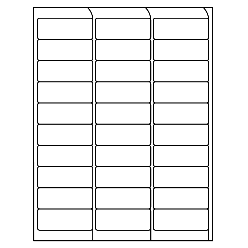 2.625" x 1" InkJet Laser Labels, White, Removable Adhesive, (30 Labels per Sheet, 1000 Sheets per Carton)