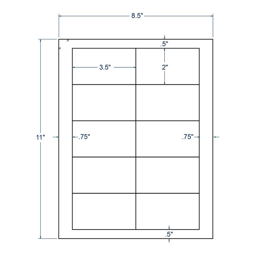 White Business Card Size Labels 100 Sheets Per Carton