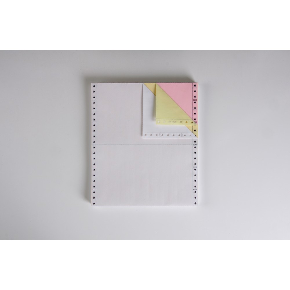 9 1/2 in x 11 in 3-Part Premium Carbonless Computer Paper (1200 sheets/carton) L&R Perf. Wholesale | White/Canary Yellow/Pink | POSPaper