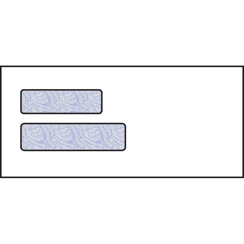 4-1/8 x 9, Double Window Envelope, 24# White Wove, Blue Woodgrain Inside Tint, (Box of 500)