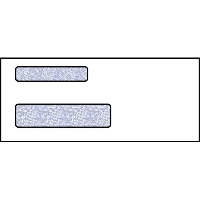 Check, Double Window Envelope, 35/8" x 85/8", 24 White Wove, Blue