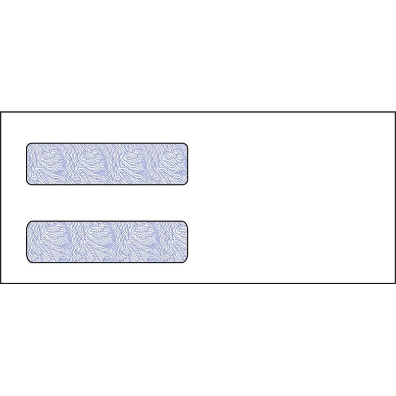 #10, Double Window Envelope, 4-1/8" x 9-1/2", 24# White Wove, Blue Woodgrain Inside Tint, (Box of 500)