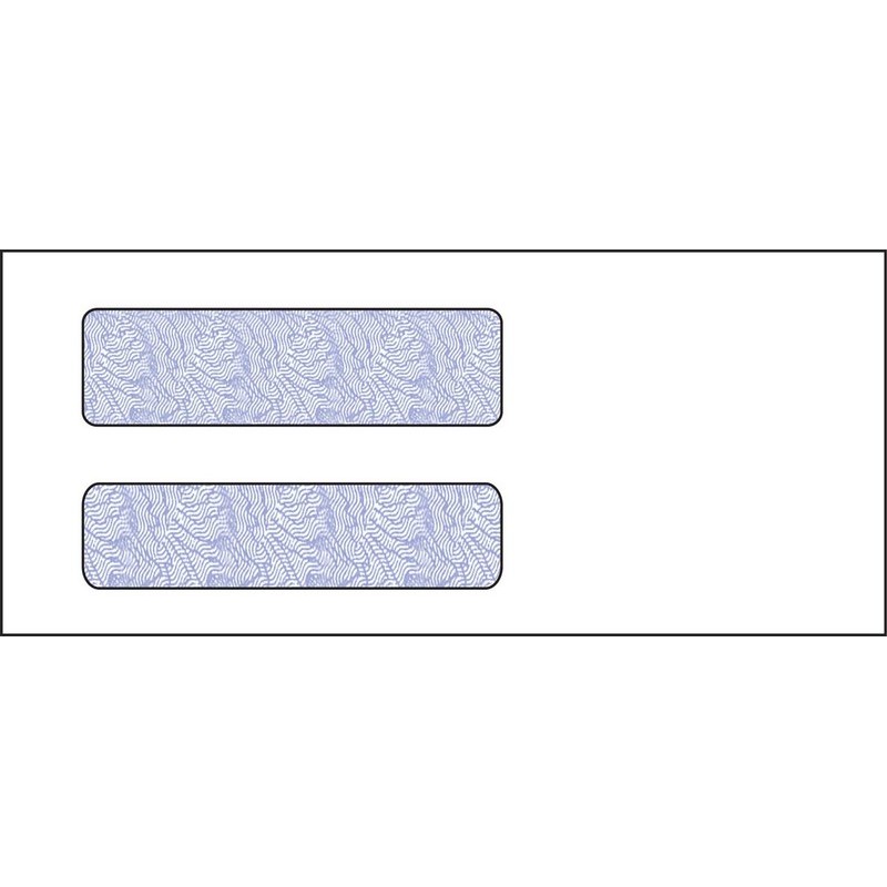 #10, Double Window Envelope, 4-1/8" x 9-1/2", 24# White Wove, Blue Woodgrain Inside Tint, (Box of 500)