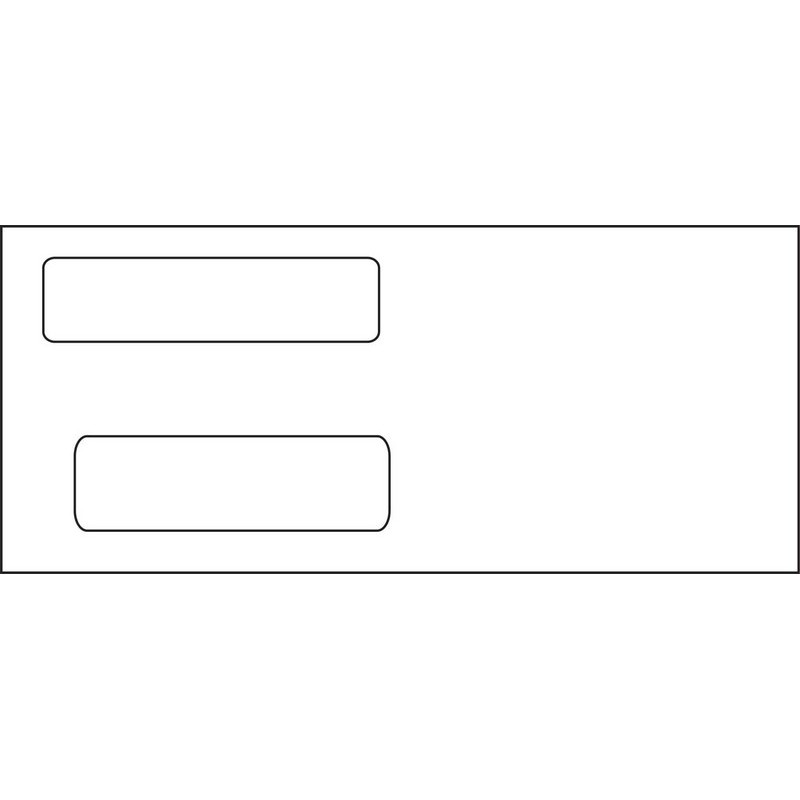 #10, Double Window Envelope, 4-1/8" x 9-1/2", 24# White Wove, Quick Stick Seal (Box of 500)