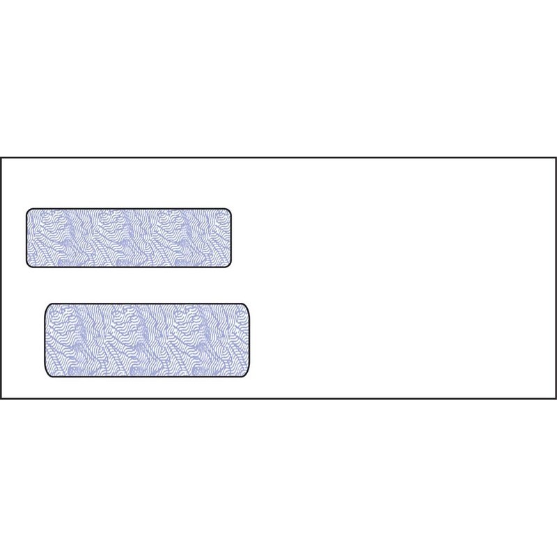 #10, Double Window Envelope, 4-1/8" x 9-1/2", 24# White Wove, Quick Stick Seal, Blue Woodgrain Inside Tint (Box of 500)