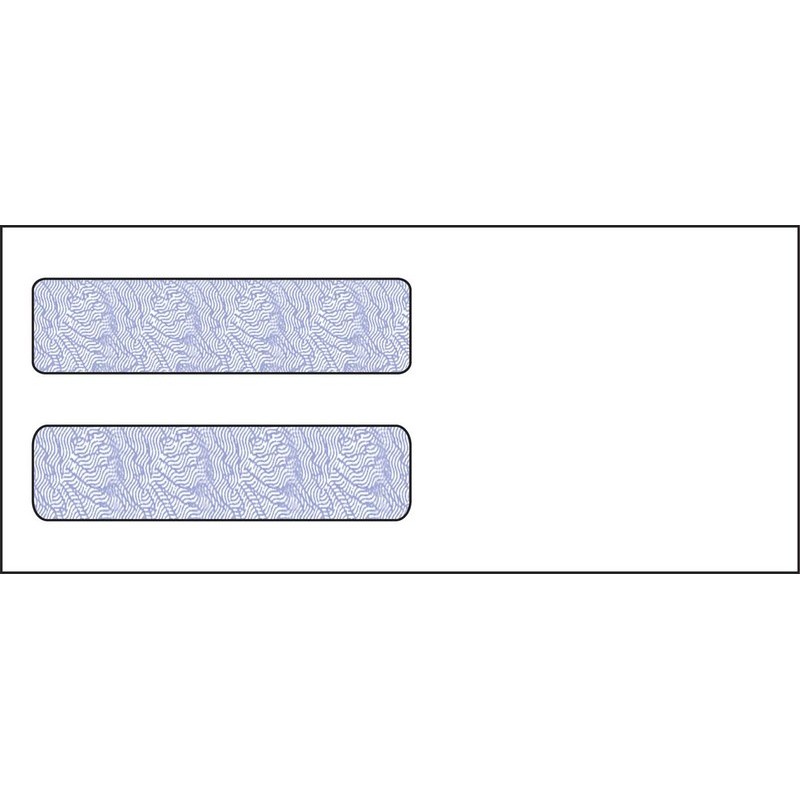 #10, Double Window Envelope, 4-1/8" x 9-1/2", 24# White Wove, Quick Stick Seal, Blue Woodgrain Inside Tint (Box of 500)