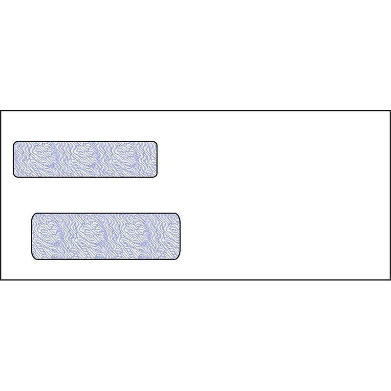 #10, Double Window Envelope, 4-1/8" x 9-1/2", 24# White Wove, Quick Stick Seal, Blue Woodgrain Inside Tint (Box of 500)