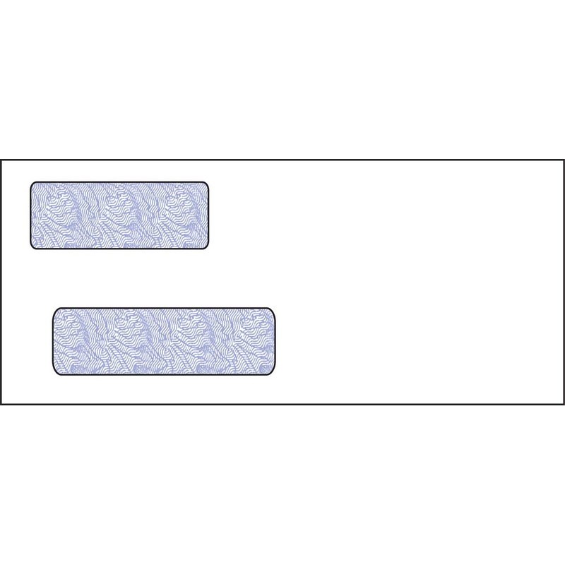 #10, Double Window Envelope, 4-1/8" x 9-1/2", 24# White Wove, Quick Stick Seal, Blue Woodgrain Inside Tint (Box of 500)