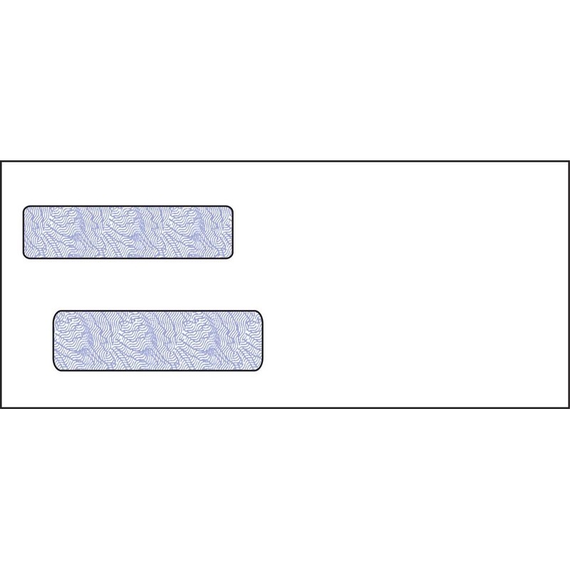 #10, Double Window Envelope, 4-1/8" x 9-1/2", 24# White Wove, Quick Stick Seal, Blue Woodgrain Inside Tint (Box of 500)
