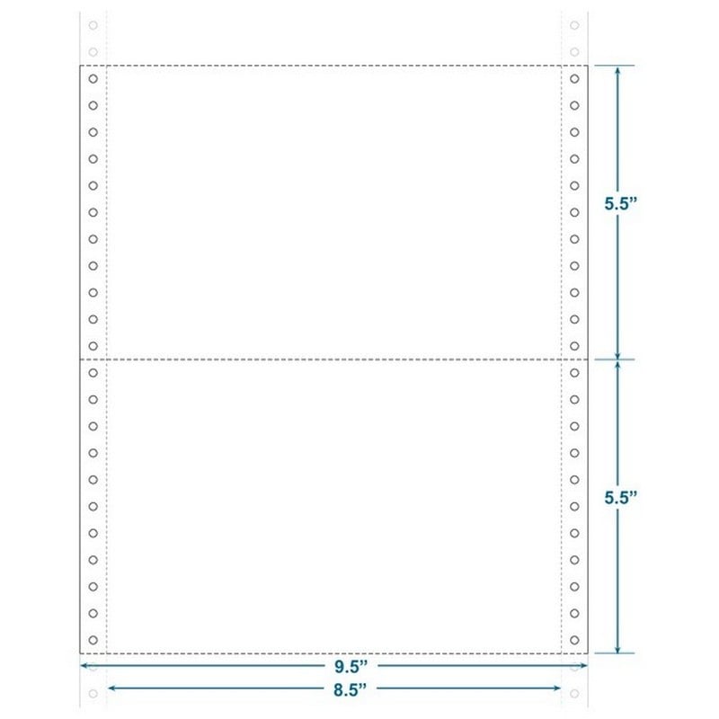 9-1/2" x 5-1/2" (W x H) Continuous 20# Computer Paper, Blank (Carton of 4800)