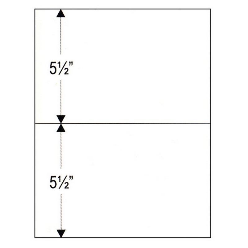 8-1/2" x 11" Laser Cut Sheet, 24# White Stock, 1 Horizontal Perforation 5-1/2" from Bott