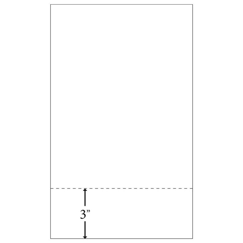 8-1/2" x 14" Laser Cut Sheet, 20# White Stock, 1 Horizontal Perforation 3" from Bottom (Carton of 2500)
