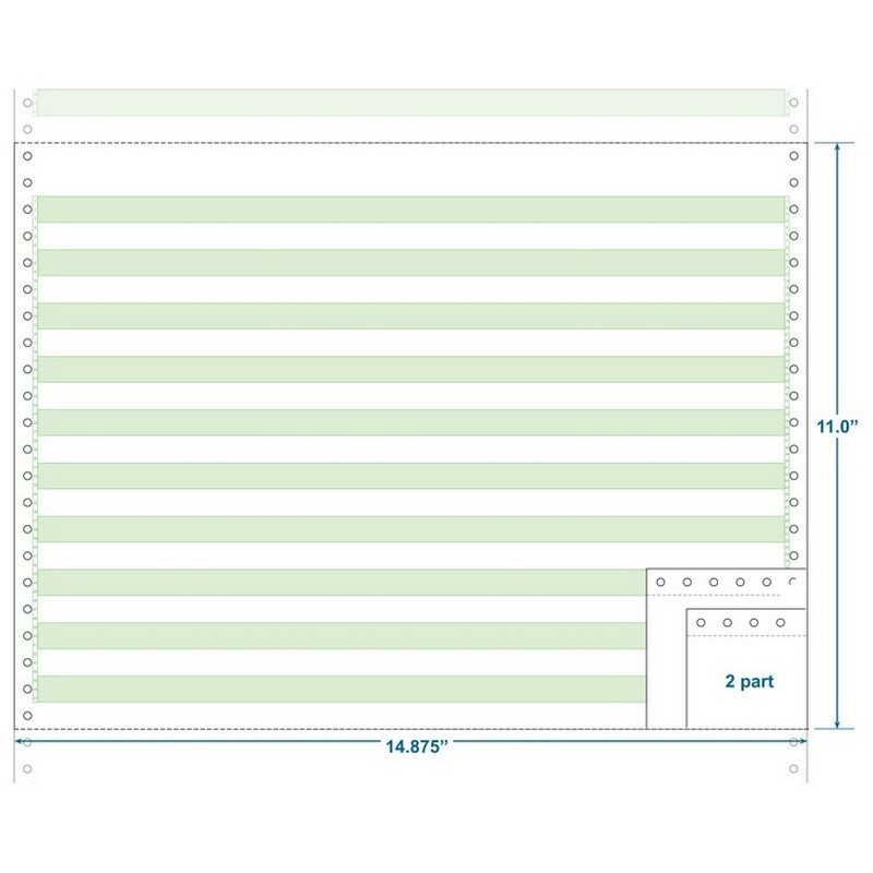 2-Ply Carbonless Paper, 1/2" Green Bar, Form Size 14-7/8" x 11" (W x H) (Carton of 1800)