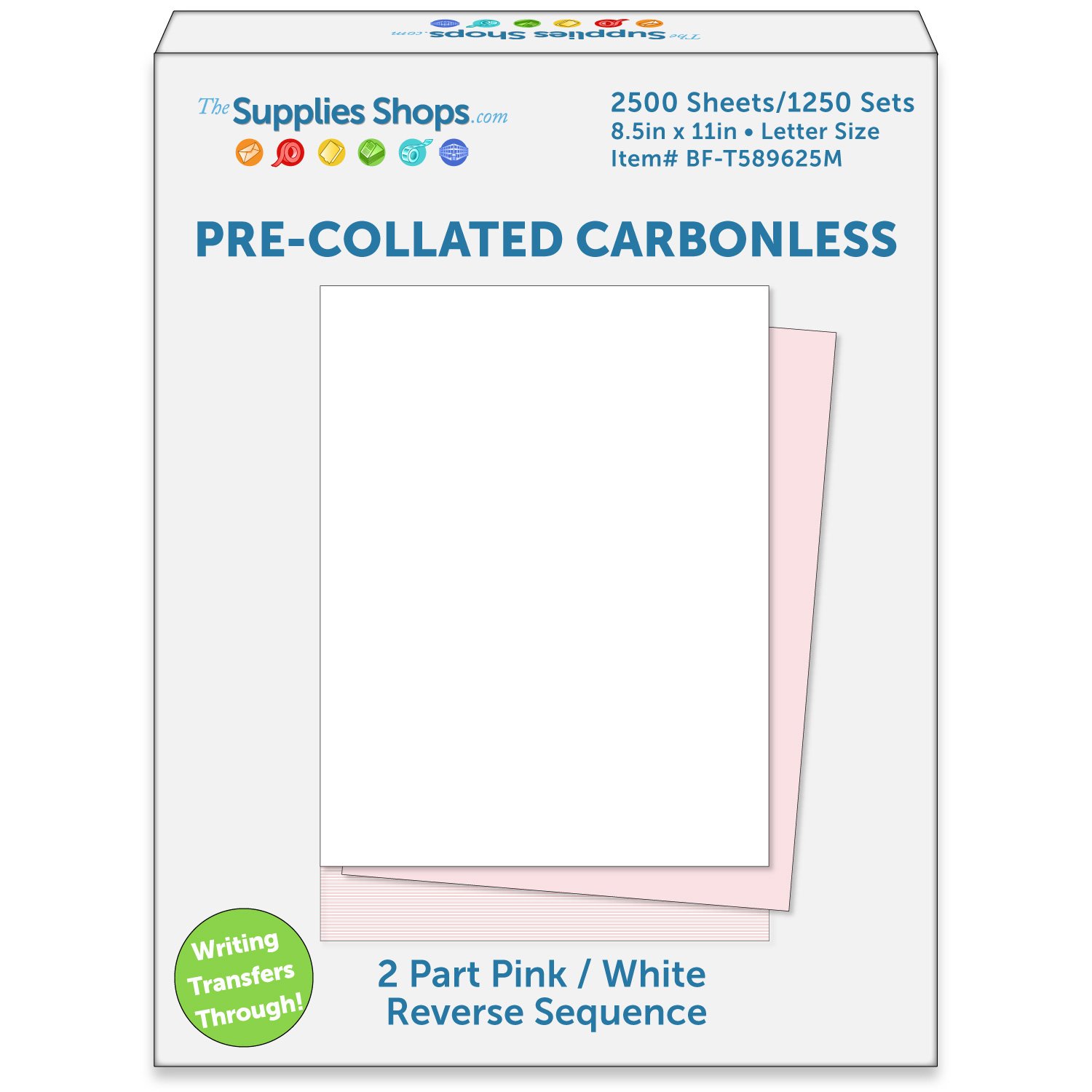2-Part Reverse Sequence Pink / White Pre-Collated Carbonless Paper (Carton of 2500 Sheets)
