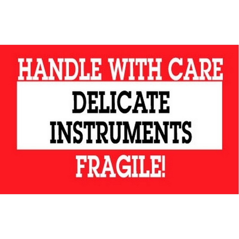 3" x 5" Handle with Care Delicate Instruments Fragile Labels (500 per Roll)