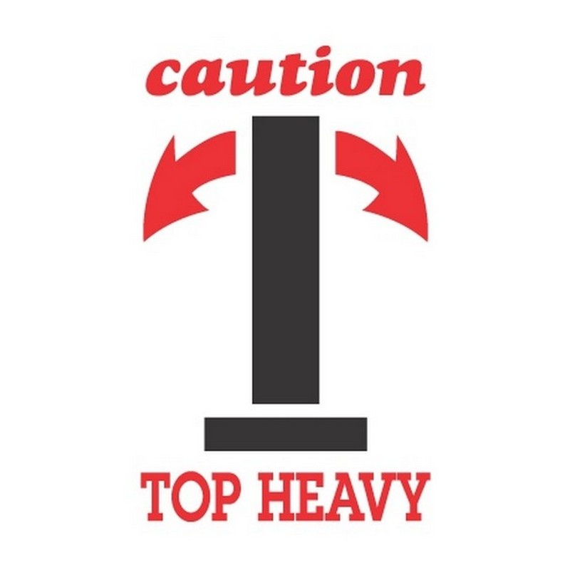 4" x 6" Caution Top Heavy Labels (500 per Roll)