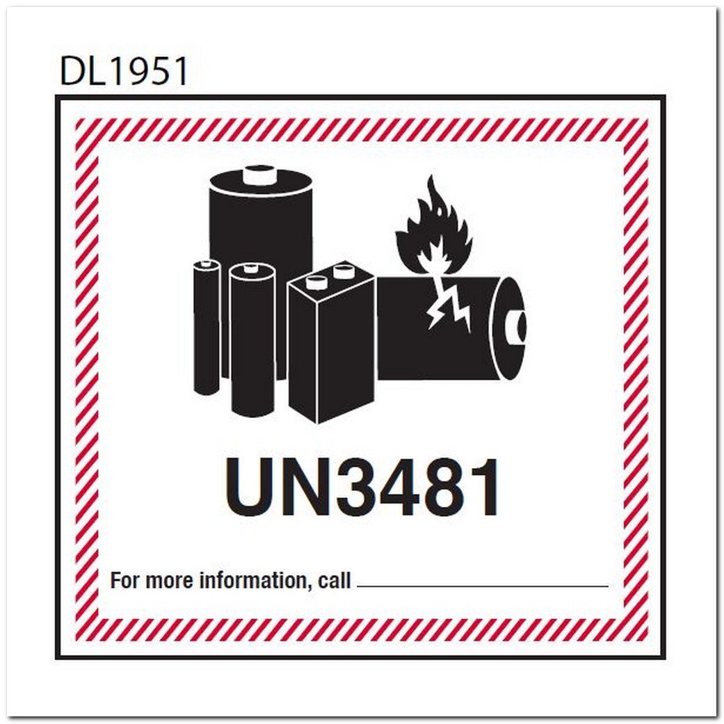 45/8" x 5" Custom Lithium Ion Battery Labels UN3481
