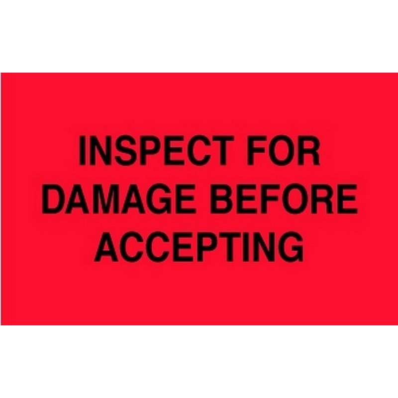Inspect for Damage Industrial Labels 3x1 Roll of 500 