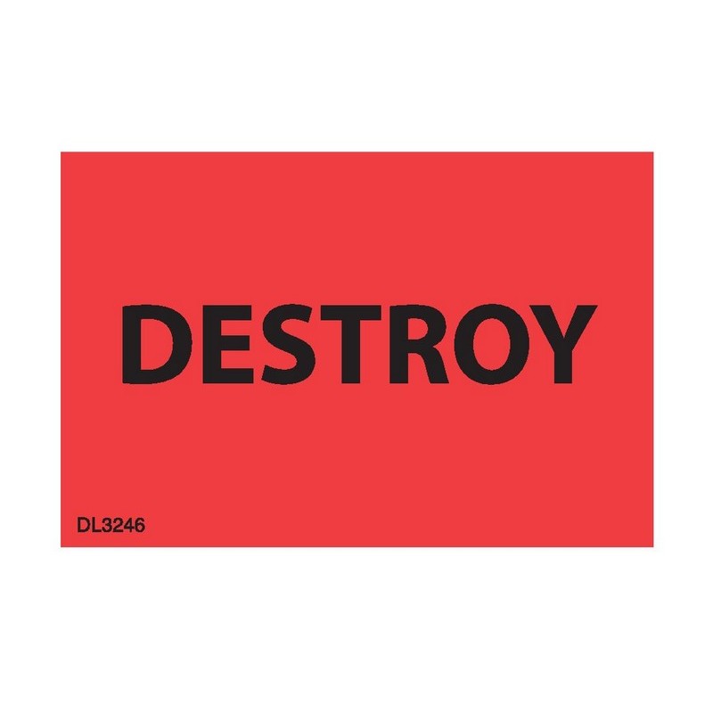 2" x 3" Destroy labels (500 per Roll)