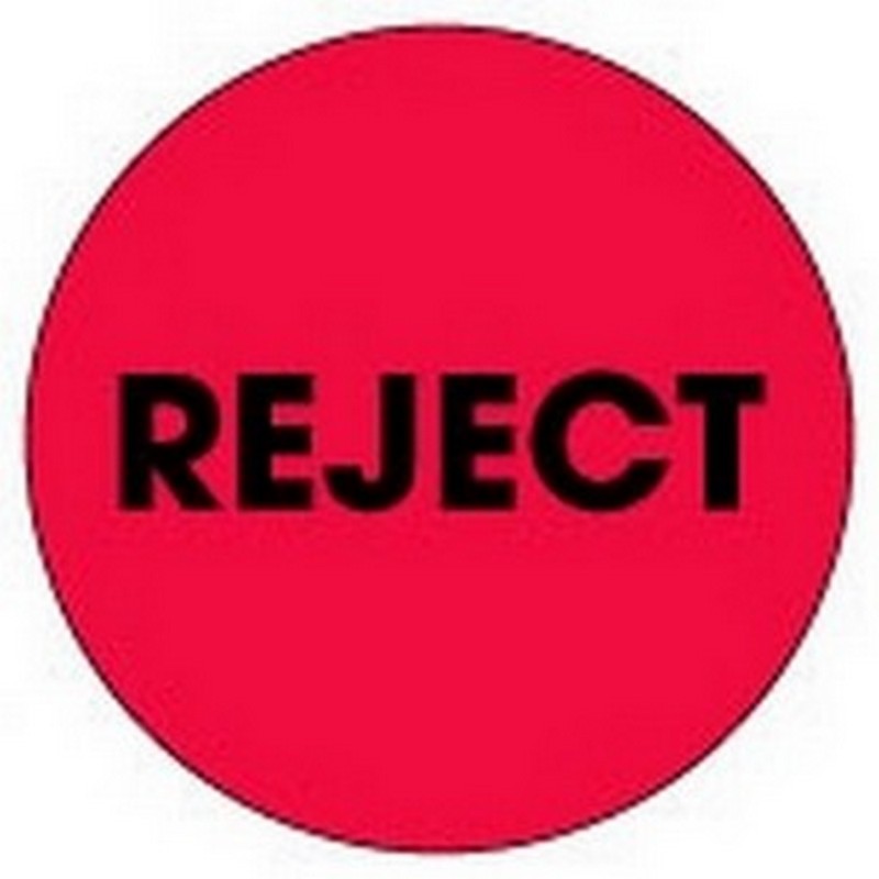 2" Diameter Reject Circle Labels (500 per Roll)