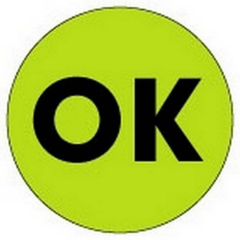 2" Diameter OK Circle Labels (500 per Roll)