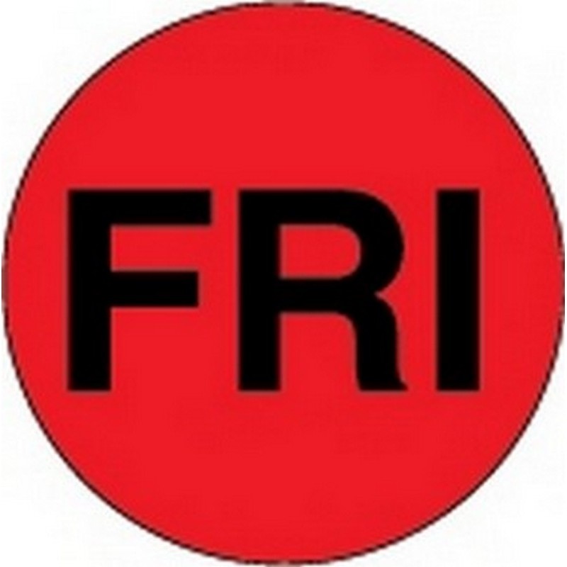 2" Diameter "FRI" Day of the Week Circle Labels (500 per Roll)