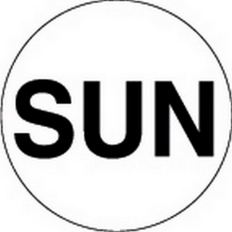 2" Diameter "SUN" Day of the Week Circle Labels (500 per Roll)