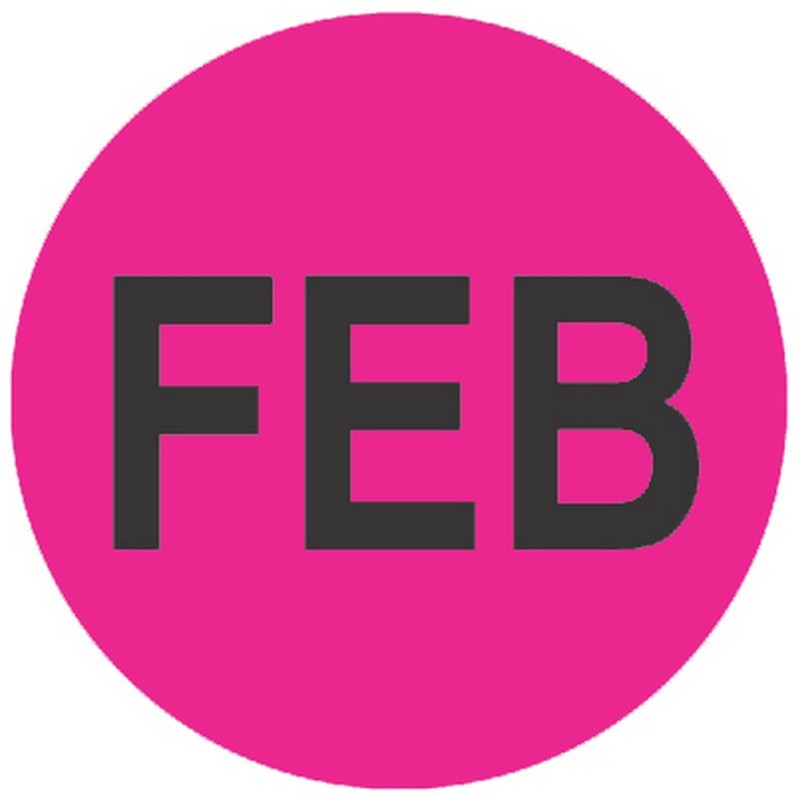 2" Diameter February Circle Labels (500 per Roll)