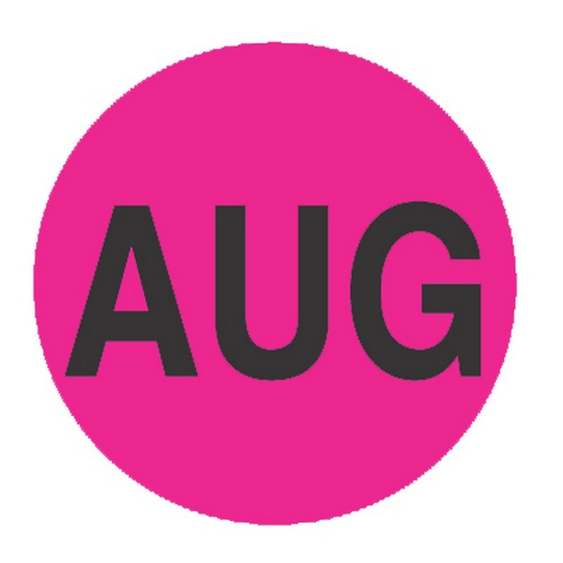2" Diameter August Circle Labels (500 per Roll)