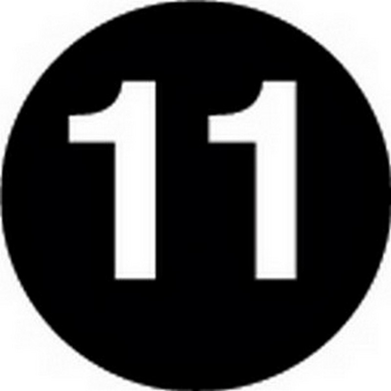 2" Diameter Number 11 Circle Labels (500 per Roll)