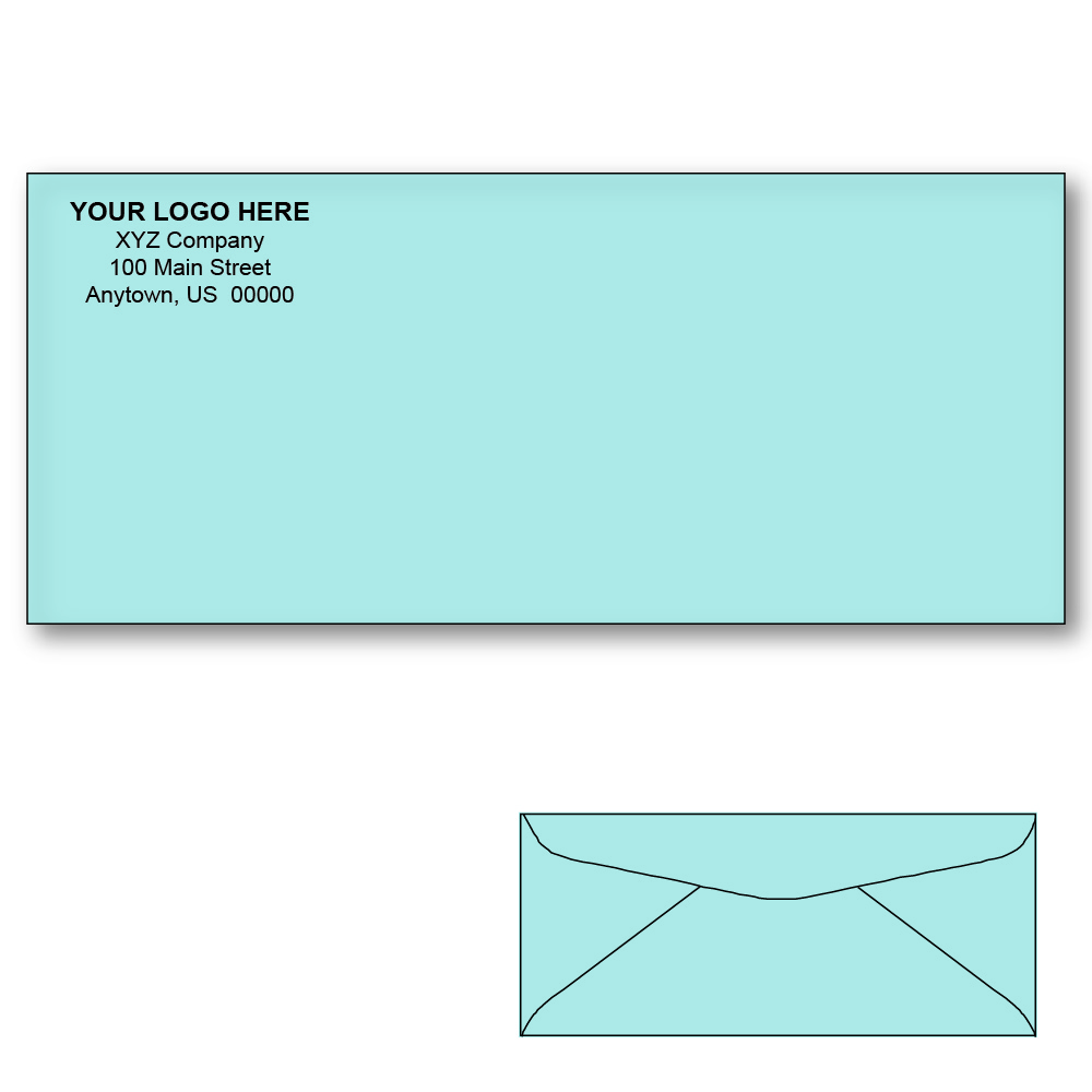 Custom Printed #10 Blue Envelopes, 4-1/8" x 9-1/2" Blue Wove, 24 lb (Box of 500)