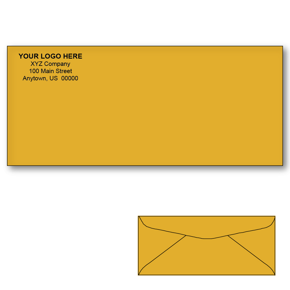 Custom Printed #10 Goldenrod Envelopes, 4-1/8" x 9-1/2" Goldenrod Wove, 24 lb (Box of 500)