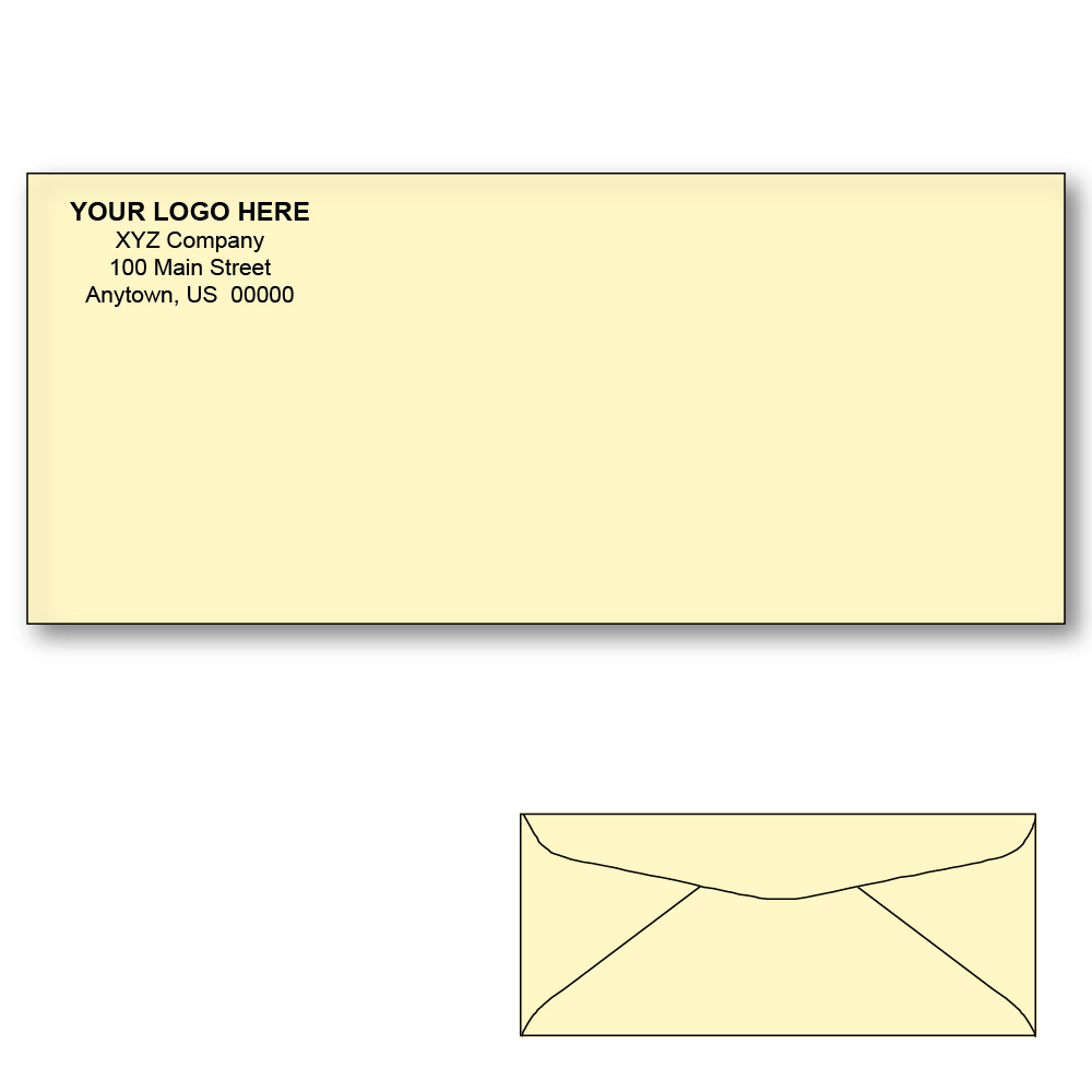 Custom Printed 10 Ivory Envelopes, 41/8" x 91/2" Ivory Wove, 24 lb
