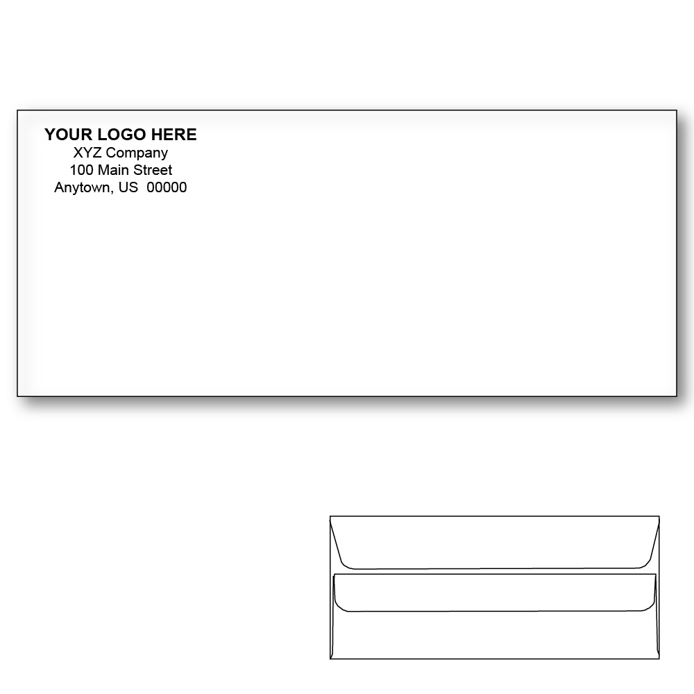 Custom Printed #10 Self Seal Envelopes, 4-1/8" x 9-1/2" White Wove, 24 lb (Box of 500)