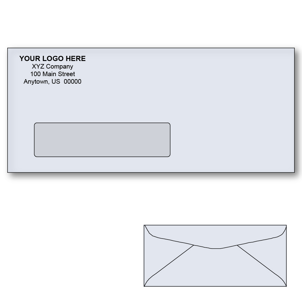 Custom Printed #10 Gray Window Envelopes, 4-1/8" x 9-1/2" Gray Wove, 24 lb, Standard Flap (Box of 500)