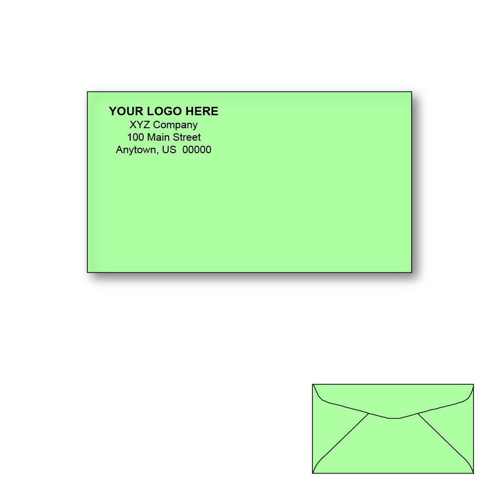 Custom Printed 63/4 Green Envelopes, 35/8" x 61/2" Green Wove, 24