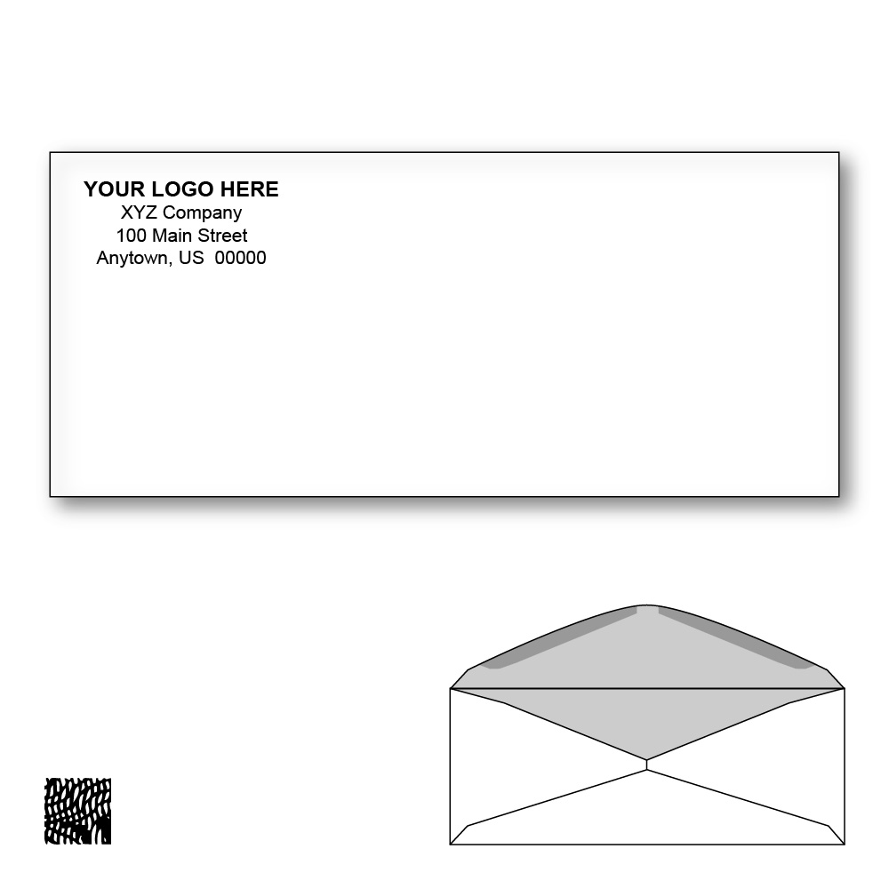 Custom Printed #9 Business Envelopes with Black Tint, 3-7/8" x 8-7/8" White Wove, 24 lb (Box of 500)
