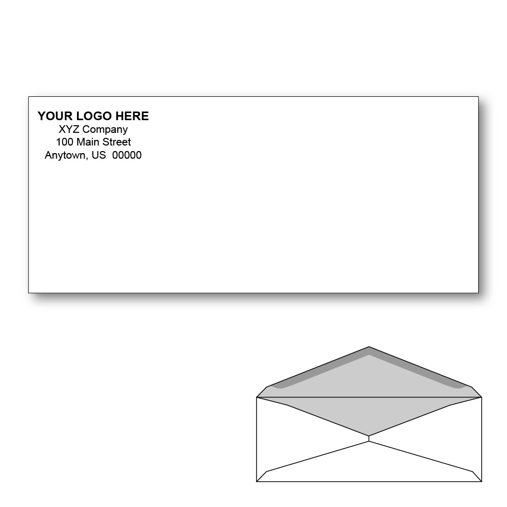 Custom Printed #9 Regular Envelopes with Black Tint, 3-7/8" x 8-7/8" White Wove, 24 lb, V Flap (Box of 1000)