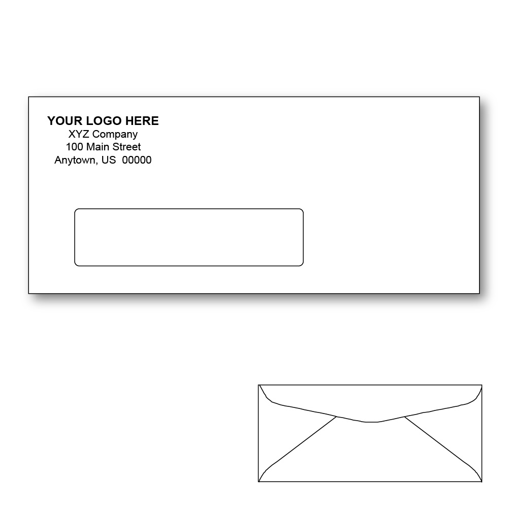 Custom Printed #9 Window Envelopes, 3-7/8" x 8-7/8" White Wove, 24 lb, Standard Flap (Box of 500)
