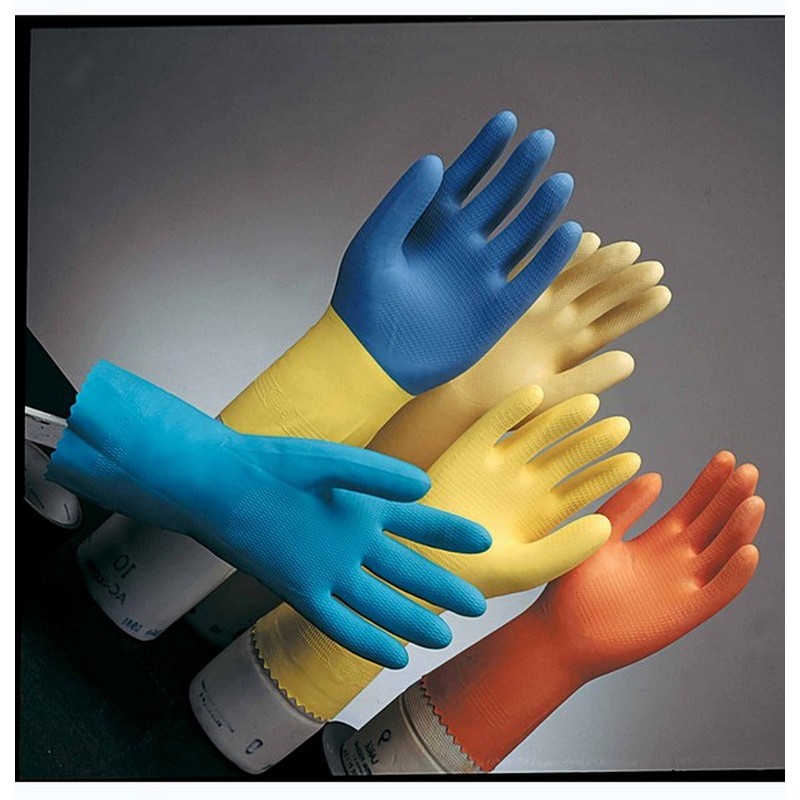 2XL, 18 Mil Yellow Flock Lined Latex Gloves (1 Dozen)