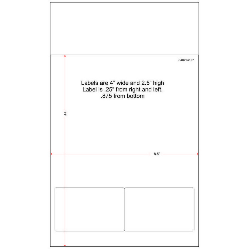 4" X 2-1/2" (4" X 2.5") Integrated Laser Label Form Legal Size Sheets, 2 Up Labels (7500 Forms)