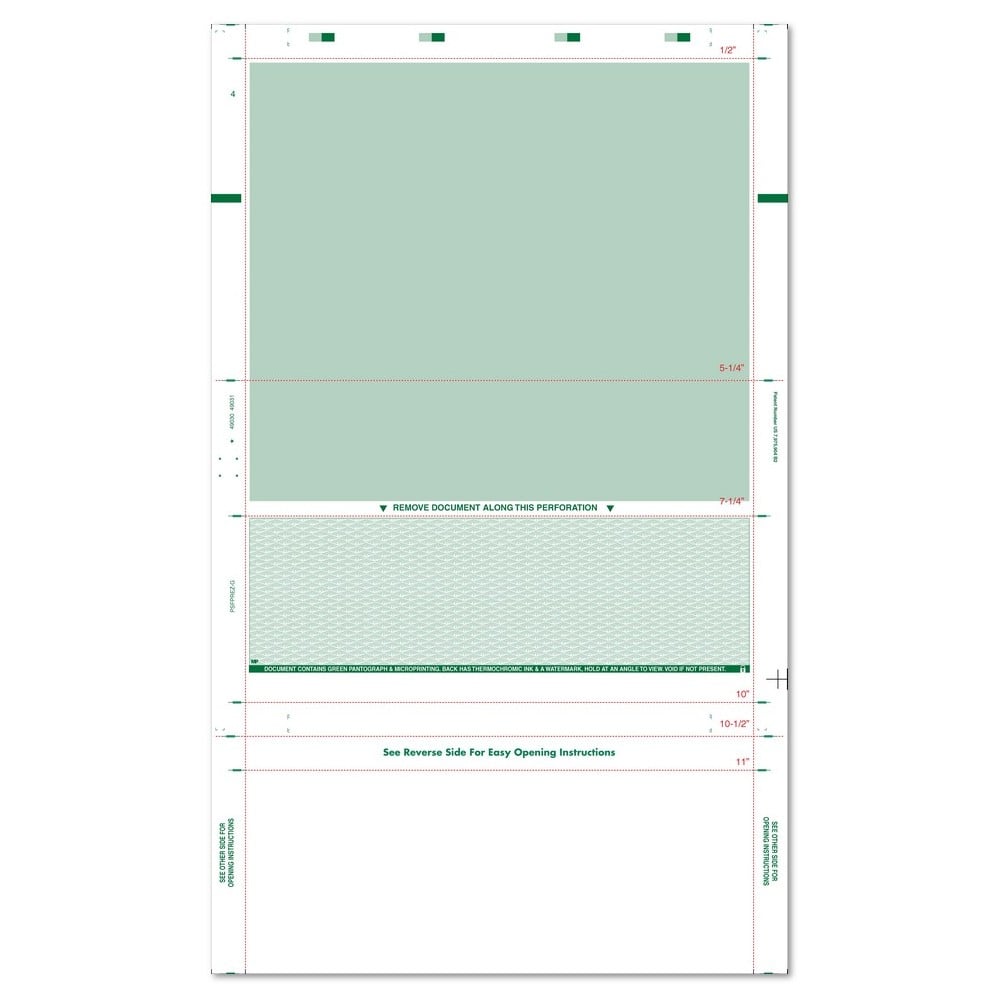 8-1/2" x 14" EZ Fold Check Green (Box of 2000)