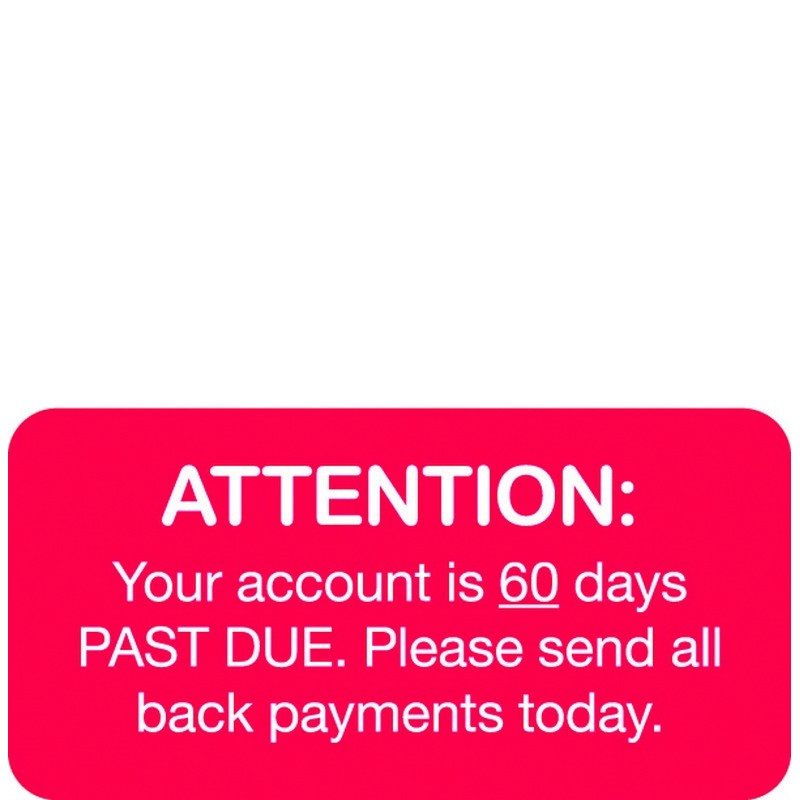 Billing Labels ATTENTION Your Account Is 60 Days PAST DUE Please 