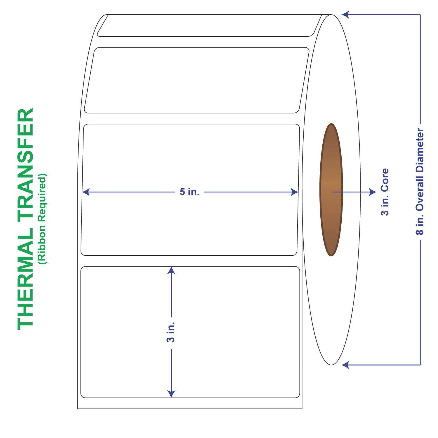 5" x 3" General Use Labels, Non-Perf Thermal Transfer Labels, 1900 per roll (4 Rolls per Carton)